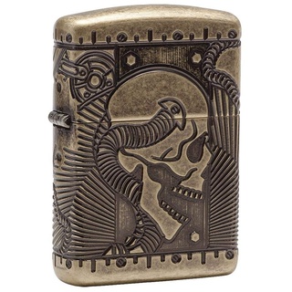 Zippo 29268 Logo Feuerzeug, Chrom, Armor Antique Brass (Skull Multi Cut), 6 x 4 x 2 cm