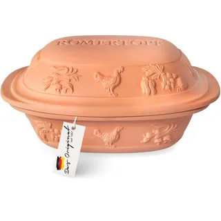 Römertopf Bräter RUSTICO für 4 Person - 3 Liter Schmortopf mit Deckel aus Keramik - Zum Schmoren, Braten und Dampfgaren - Backofengeeignet