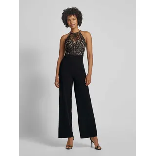 Jumpsuit mit Spitzenbesatz, Black, 32