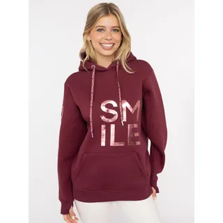 Zwillingsherz Alissa Shiny Hoodie Glänzender Print Bordeaux S/M