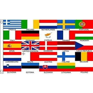 AZ FLAG - Flagge Europa 25 Länder - 150x90 cm - Europäischen Ländern Fahne 100% Polyester mit Messing-Ösen - 110g