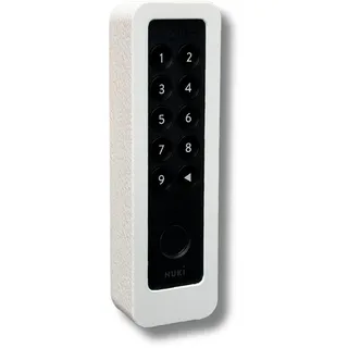 Wandhalterung & Schutzcover kompatibel mit Nuki Keypad 2 und NFC – ASA UV-stabil – Diebstahlschutz mit Torx-Edelstahl-Sicherheitsschraube – Witterungsschutz – Weiß, feine Struktur, ohne Dach