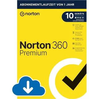 Norton 360 Premium inkl. 75 GB, 10 Geräte - 1 Jahr, Download, Kein Abo