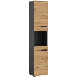 xonox.home Canu Hochschrank 38x193x34 cm Eiche/Grau