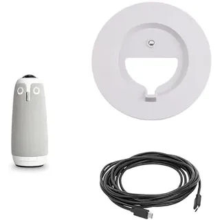 Owl Labs Meeting Owl 3 Bundle – 360-Grad, 1080p HD Smart Videokonferenzkamera, Mikrofon und Lautsprecher, Ständer und USB-C-auf-USB-C-Kabel