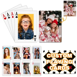 2 Sets Personalisierte Spielkarten mit Foto, Personalisierte Pokerkarten, Eigene Fotos auf Vorder- und Rückseiten, Personalisierte Geschenke für Hochzeiten, Jubiläen, Partys mit Familientreffen