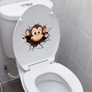 Vesvory Niedlicher Affen-Toilettendeckel-Aufkleber, wasserdichter Tier-Toilettendeckel-Aufkleber, lustiger WC-Sitz-Aufkleber, Badezimmer-Dekoration (Crack Monkey)