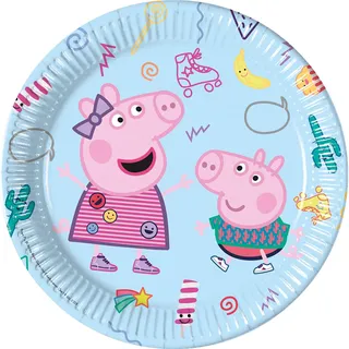 Procos 93436 - Party-Teller Peppa Wutz, Größe 23 cm, 8 Stück, Einwegteller aus Papier, Kindergeburtstag, Party-Geschirr, FSC® Mix
