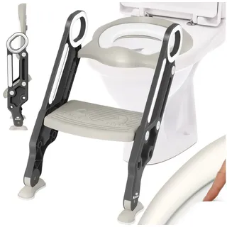 Kidiz KIDIZ® Kinder Toilettensitz Toilettentrainer mit Treppe und Griffe Faltbar Kindertoilette WC Sitz Töpfchentrainer Lerntöpfchen bequemem Kissen und breiten Stufen Toilettentreppe höhenverstellbar