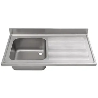 VM Europa Edelstahl Spülabdeckung 1 Becken links - Spüle Abdeckung Gastrospüle Edelstahlspüle: 140 x 60 cm / mit Aufkantung / fertig montiert