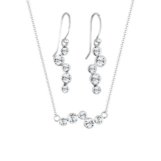 Elli Elli Schmuckset Kristalle Rund (3.tlg) 925 Silber Schmuck-Set Damen