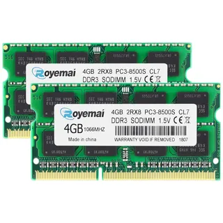 PC3-8500 8GB Kit (2x4GB) DDR3 1066MHz RAM 2Rx8 4GB 204pin SO-DIMM 1.5V CL7 Arbeitsspeicher Upgrade für MacBook, MacBook Pro, iMac, Mac mini