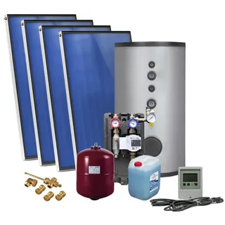 Solarpaket SUNEX AMX 2.0 , Flachdachmontage 8,00m2 mit Solarspeicher 400L, 2 WT