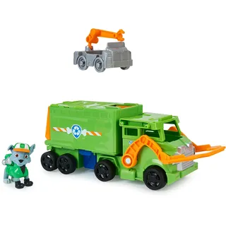 PAW PATROL 6065318 Big Pups Rocky Transforming Toy Truck mit Sammel-Actionfigur, Kinderspielzeug für Kinder ab 3 Jahren, 1 Big Rig Fahrzeug, 1 Rocky Figur, 1 Mini Rettungsfahrzeug