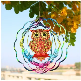 luxuskollektion 3D Windspiel Eule 30 cm Gelb