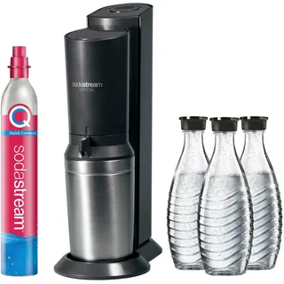 Sodastream Crystal 3.0 schwarz + 3 Glaskaraffen + CO2-Zylinder