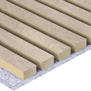 Metzler® Akustikpaneele 2er Set 60 x 60 cm Wandpaneele Echtholz Furnier Eiche Klassisch 9 mm dick PET-Filz Grau schallabsorbierend modular nachhaltig schwer entflammbar Baustoffklasse B langlebig pfle