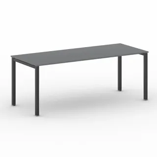 Bürotisch PRIMO SQUARE 200x80 cm, schwarzes Metallgestell, Graphit