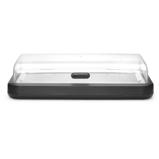HENDI Buffet-Vitrine, UNIQ, mit Tablett und Kühlelement, GN1/1, schwarz | Transparenter Deckel, Kühldisplay, Kühlvitrine, Buffet-Server, 593x389x(H)147mm, Edelstahl, ABS, PP