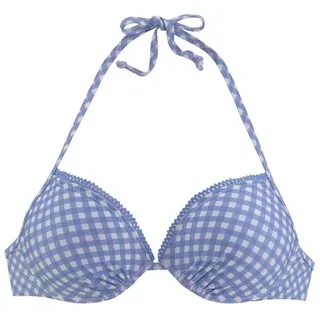 Buffalo Push-Up-Bikini-Top Damen hellblau-kariert Gr.32 Cup A