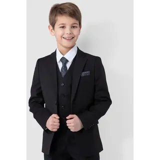 SANDER STELLAN Kinderanzug Luxuriöser Jungen Anzug Kommunionanzug 6-teilig, in Schwarz (Sakko, Weste, Hemd, Hose, Krawatte und Einstecktuch) festlich, elegant schwarz 146