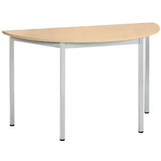 Sodematub Mehrzwecktisch ahorn, alu halbrund, Vierkantrohr alu, 120,0 x 60,0 x 74,0 cm