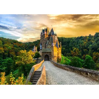 CORFOTO 1.5x1m Mittelalterliche Burgen Kulisse Herbstfarben Sonnenuntergang Burg Eltz Burg Fotografie Hintergrund Mittelalterliche Monumente Alte Burg Kulisse Natur Landschaft Kulisse Portrait Prop