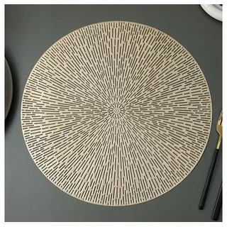 XDeer Tischdecke 4 stück Tischset, Platzset Rund/Rechteck,Tischsets Abwaschbar, Hitzebeständige, 38 * 38 cm goldfarben 38 cm