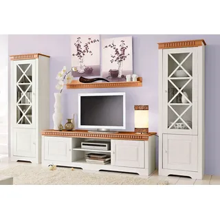 OTTO home Home "Lisa", (Set 3-St) bestehend aus zwei Vitrinen und einem Lowboard, massives Kiefernholz