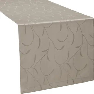 Erwin Müller Tischwäsche, Tischläufer Uni, Remscheid Taupe Größe 40x170 cm - hochwertige Qualität mit Fleckschutz ausgerüstet und Kuvertsaum, Rankenmuster (weitere Farben, Größen)