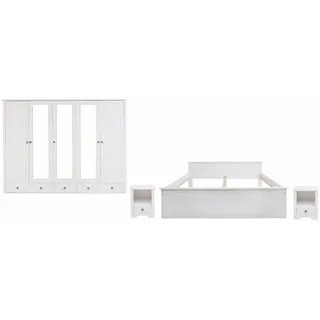 otto home Schlafzimmer-Set »Hugo« Set, 4 Stk. tlg. Bett 180x200 cm, 5-trg Kleiderschrank und 2 Nachttische OTTO home weiß
