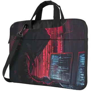 Praktische Laptoptasche mit Hacker-Attack-Aufdruck, stilvolle und schützende Computertasche, einzigartig, Schwarz , 15.6 inch - 15.6 inch