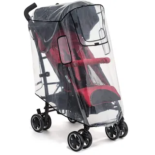 reer RainCover Active Regenschutz | universell einsetzbar für Buggys, Sportwagen & kleine Jogger | Regencover mit extragroßem Sichtfenster & Belüftung | mit Windhaken | modernes, transparent Design