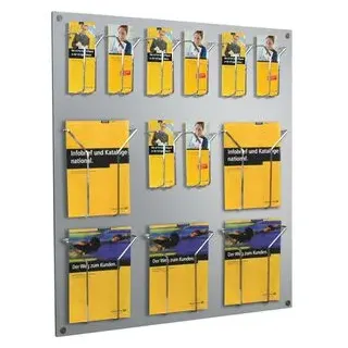 Kerkmann Wandprospekthalter Fokus alu DIN A4, 1/3 DIN A4 75,0 x 6,5 x 100,0 cm, 1 St.