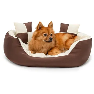 LIONTO Hundebett 4-in-1 S 65 x 50 cm braun/beige