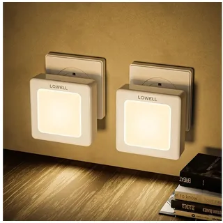 lqwell LQWELL® Nachtlicht Steckdose Faltbar mit Dämmerungssensor, Nachtlampe Einstellbare Helligkeit, Automatisch Steckdosenlicht, Orientierungslicht Warmweiß für Kinder Zimmer Gang Treppen (Weiß, 2 STK)
