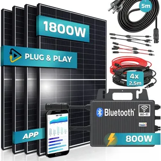 450W monokristallin 800 W inkl. TSUN 800W Wechselrichter + 4 x 450W Solarmodule
