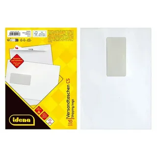 IDENA Versandtaschen mit Fenster, haftklebend, 90g/m2 weiß, C5, 10 Stück
