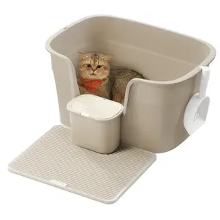 Songmics FEANDREA Katzentoilette, für große Katzen, mit hohen Seitenwänden, beige