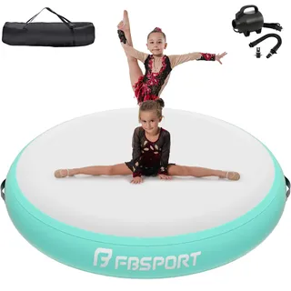 FBSPORT Airspot, 20CM Höhe Airtrack Matte, Durchmesser 100CM Aufblasbare Tumbling Matte, Trainingsmatte mit Pumpe, Aufblasbare Gymnastikmatte, Turnmatte
