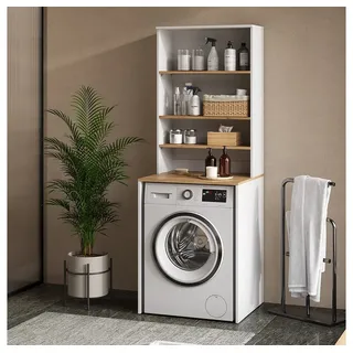 Vicco Waschmaschinenschrank Viktor, Weiß/Artisan, 66 x 88.2 cm 2 Teile mit Regal,