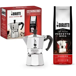 6 Tassen silber inkl. Perfetto Moka Classico 250 g