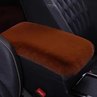Auto Armlehne Box Matte, Armlehnenkissen für Autos, Plüsch Auto Mittelkonsole Pad, Universal Armlehnen Polster Auto, Mittelarmlehne Auto Armlehne Box Pad Zubehör für Autositze (Braun)