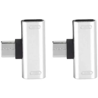 USB C Splitter 1 zu 2, 2 Stücke Type-C Konverter Splitter Dual 2-in-1 zu Kopfhörer & USB-Ladegerät Adapter Silber