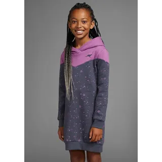 KangaROOS Sweatkleid "mit süßem allover Druck", Mädchen, Gr. 176/182, N-Gr, blau (marine meliert, gemustert), angeraute Sweatware, Obermaterial: 60% Baumwolle, 40% Polyester, gemustert, meliert, Basic ca.