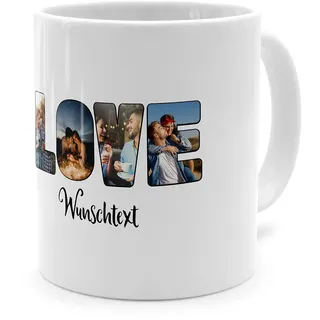 PhotoFancy® - Fototasse 'Love' - Personalisierte Tasse mit eigenem Foto und Text selbst gestalten - Weiß