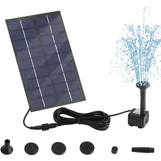Solar Springbrunnen Für Außen Klein, Teichpumpe Solar 1.8W, Solarpumpe Für Brunnen Kit, Solar Wasserpumpe mit 6 Fontänenstile für Vogel-Bad,Teich,Wasserspiele,Fisch-Behälter,Garten