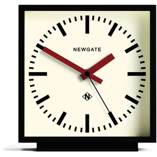 NEWGATE® Amp Schreibtisch Uhr | Quadratische bahnhofsuhr Design | Schwarzes gehäuse mit roten zeigern | Moderner Stil für Schreibtisch, tischplatte, kaminsims, Regal oder nachttisch