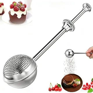 Puderzuckerstreuer Edelstahl 304 - Einhand Mehlstreuer & puderzuckermühle mit Federgriff - Feinmaschiges Mehlsieb Klein für Backen, Zucker, Kakao & Gewürze - 18cm, Spülmaschinenfest
