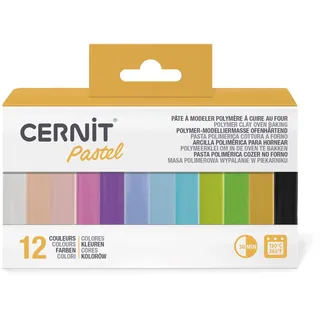Cernit CEASS002C Set mit 12 Farben Ofenhärtende Polymer-Modelliermasse